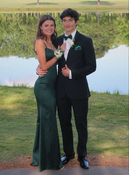 Simple Mermaid Dark Green Backless Long Prom Dresses Formal Dress P2215