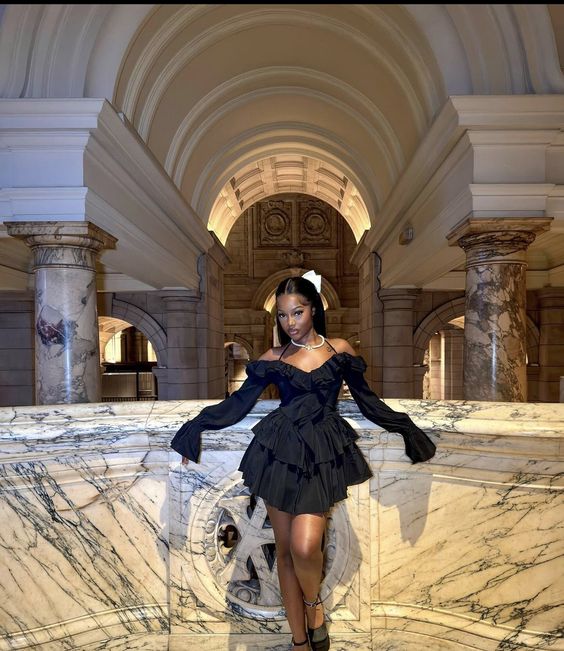 Sexy A line Off The Shoulder Long Sleeves Black Short Homecoming Dress P2245