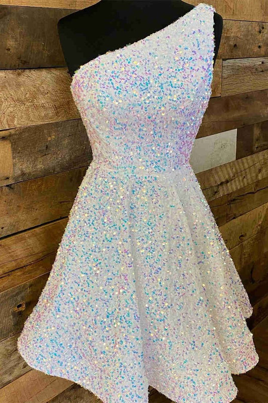 Simple A line Short Royal Blue Sequins Homecoming Dress P2287