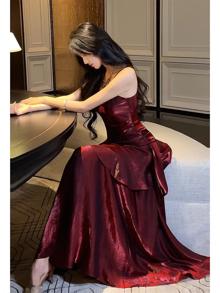 Modest Mermaid Spaghetti Straps Long Prom Dresses Birthday Party Dress Evening Gowns P2357