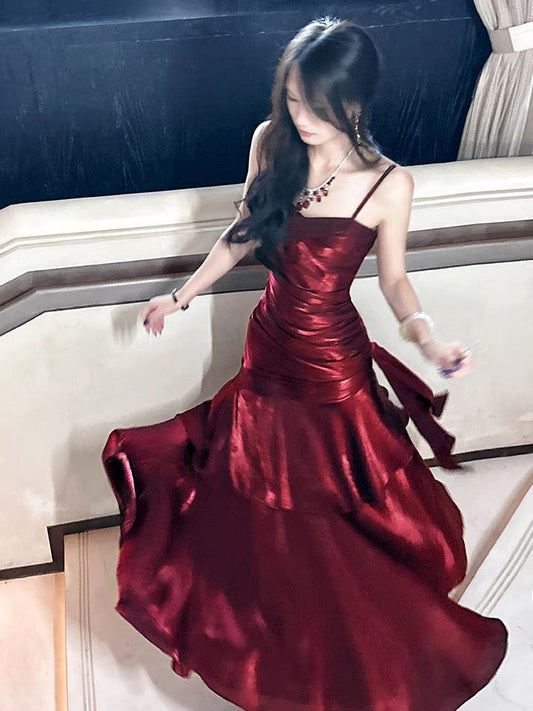 Modest Mermaid Spaghetti Straps Long Prom Dresses Birthday Party Dress Evening Gowns P2357