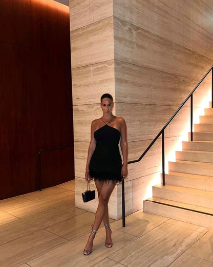 Sexy Halter Black Tight Birthday Dresses Birthday Outfits P797