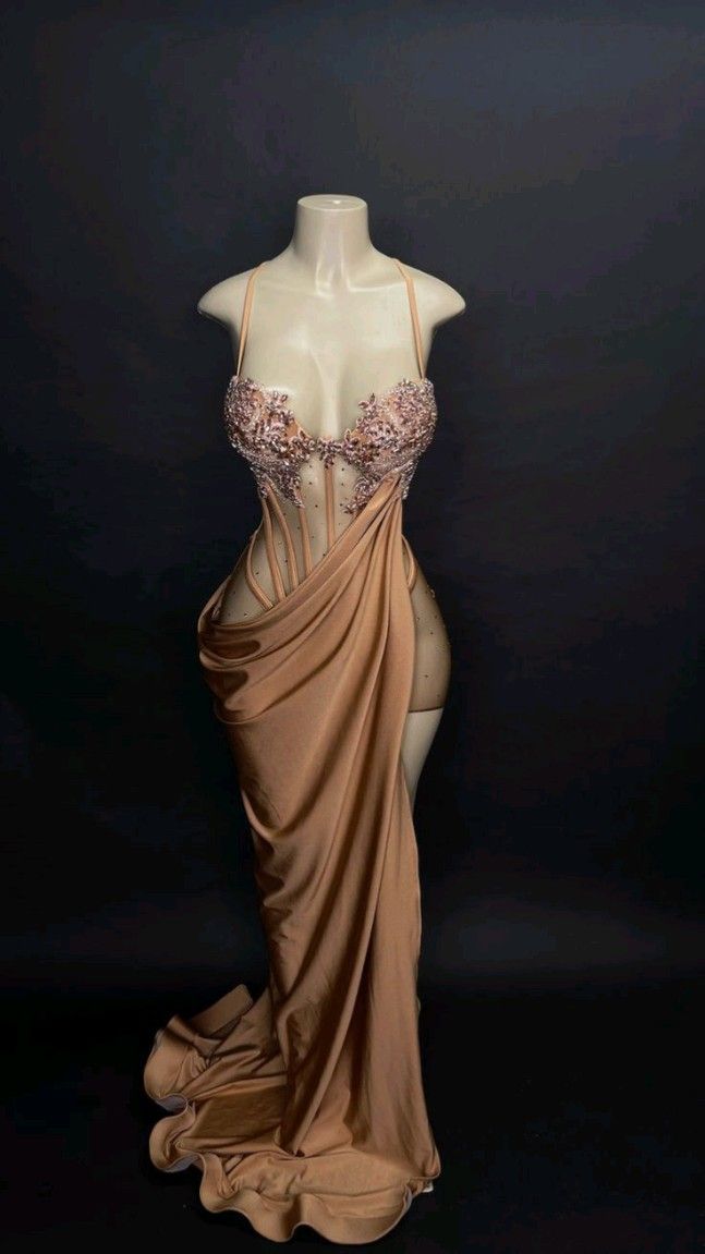 Sexy Mermaid Straps Slit Velvet Prom Dress P985