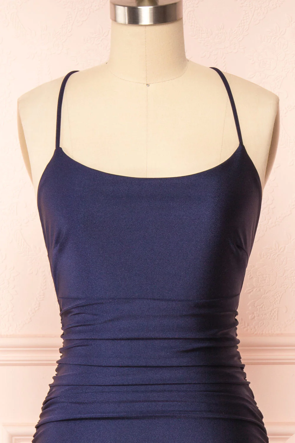 Sexy Mermaid Halter Sleeveless Navy Blue Long Prom Dresses P497