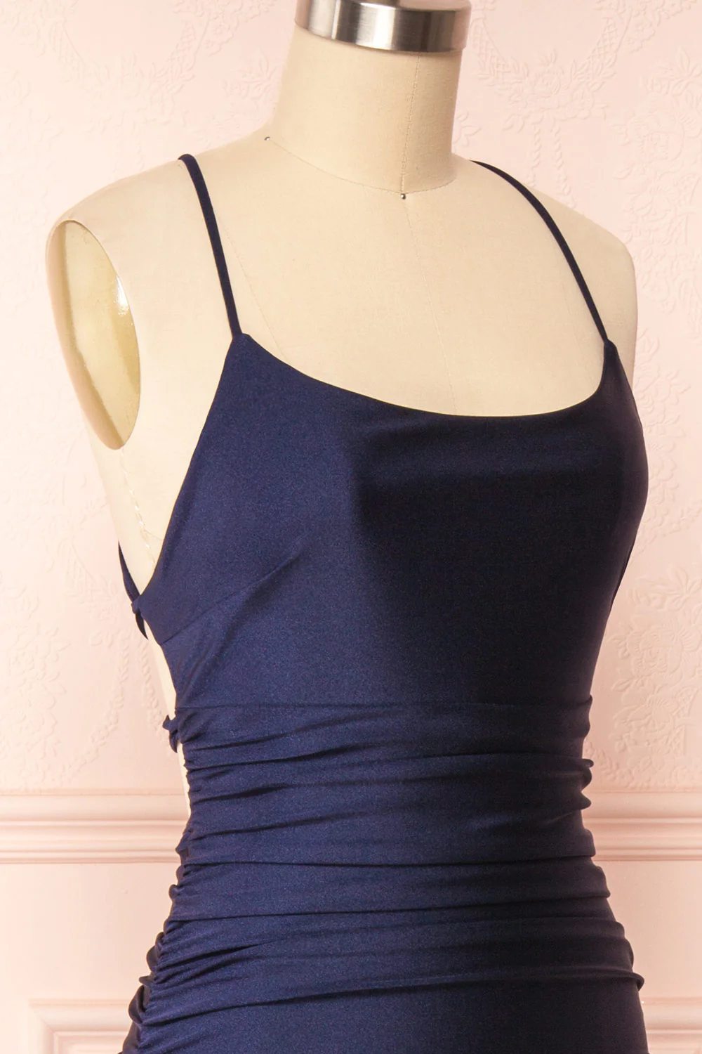 Sexy Mermaid Halter Sleeveless Navy Blue Long Prom Dresses P497
