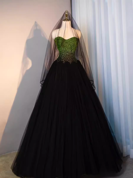 Ball Gown Sweetheart Tulle Black Prom Dresses Evening Dress P1985