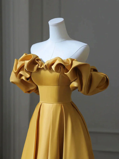 Yellow Off Shoulder Long Formal Evening Dresses Prom Dress P2205