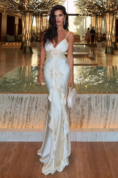 Beautiful Mermaid Spaghetti Straps Satin Long Party Dresses Prom Dress SD2043