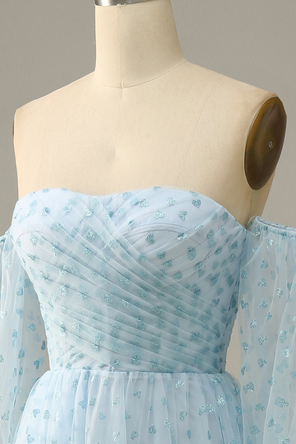 Sky Blue Off The Shoulder Prom Dress Long