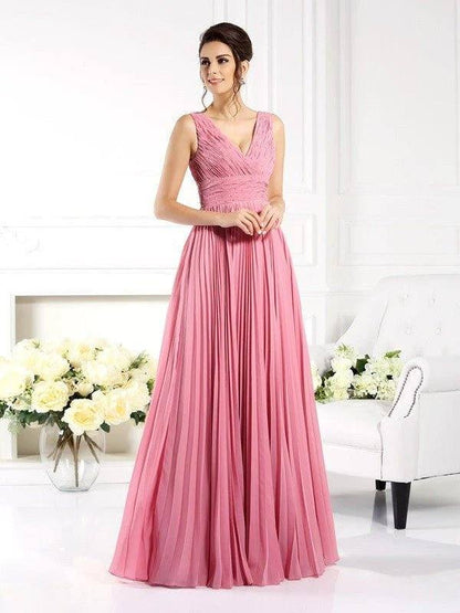 A-Line/Princess Sweetheart Pleats Sleeveless Long Chiffon Mother of the Bride Dresses - RongMoon