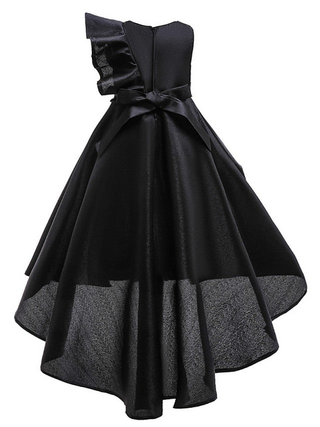 Beautiful A-Line Hi-Lo Flower Girl Dress With Bow Ruffles