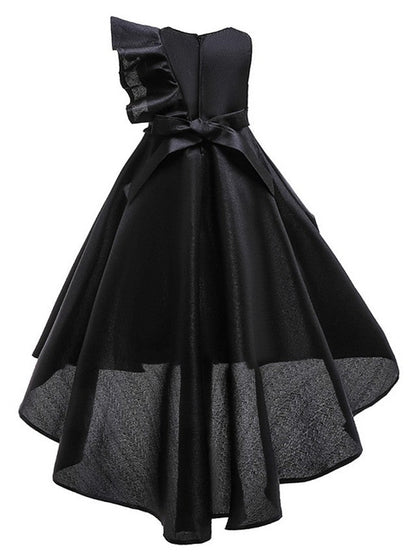Beautiful A-Line Hi-Lo Flower Girl Dress With Bow Ruffles