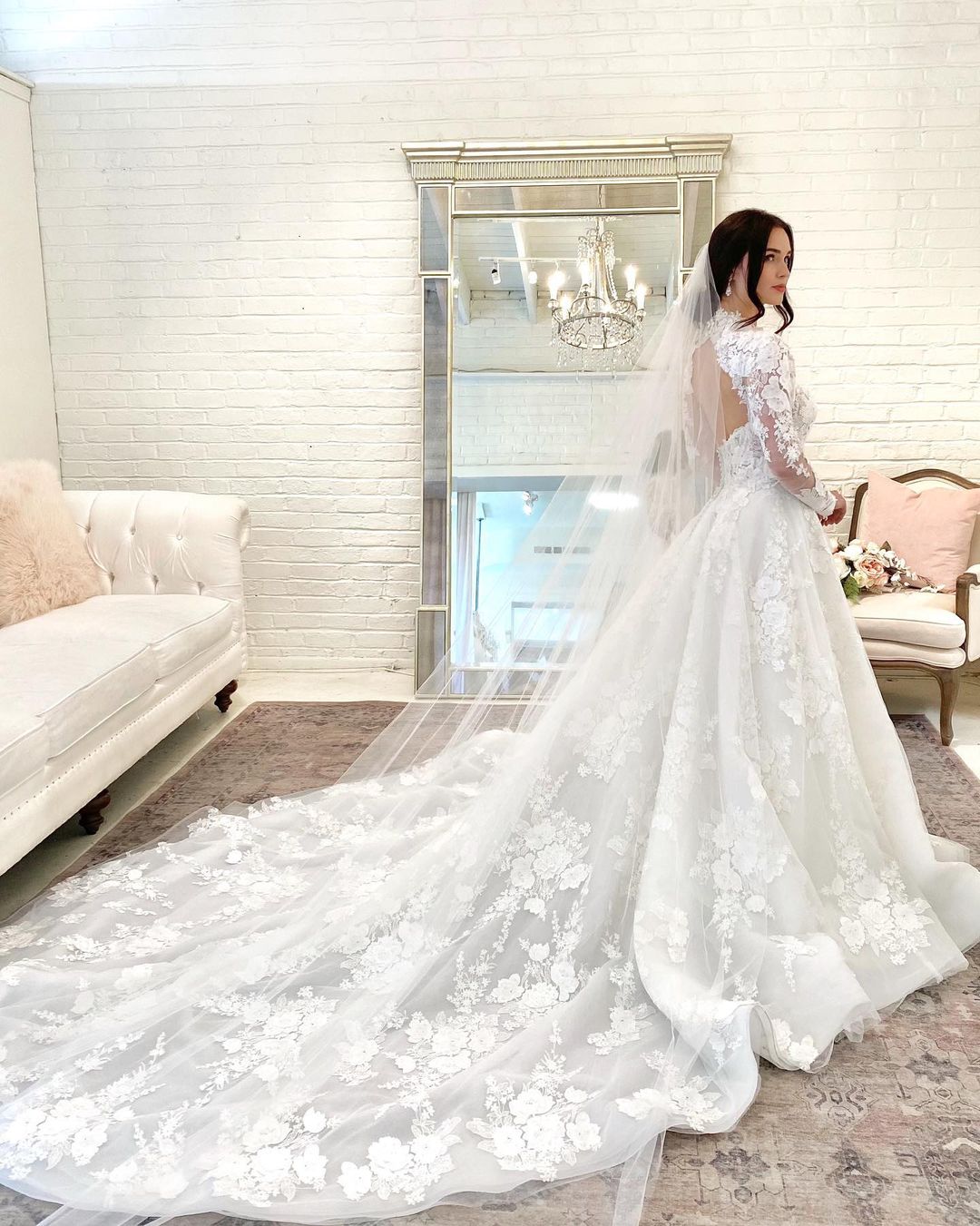 Beautiful Long A-line High Neck Open Back Wedding Dress With Lace Sleeves