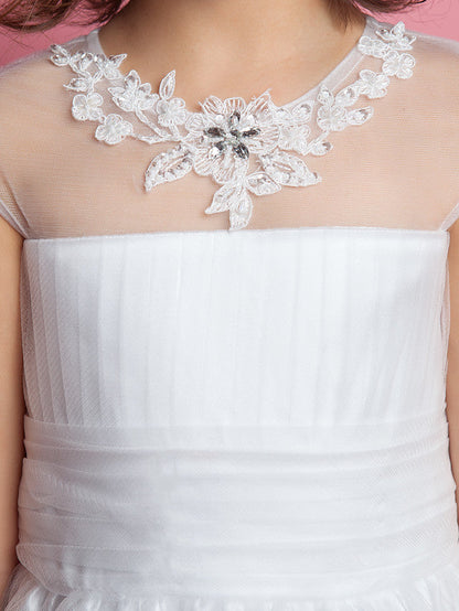 Beautiful Princess A-Line Floor Length Flower Girl Dress with Beading Appliques