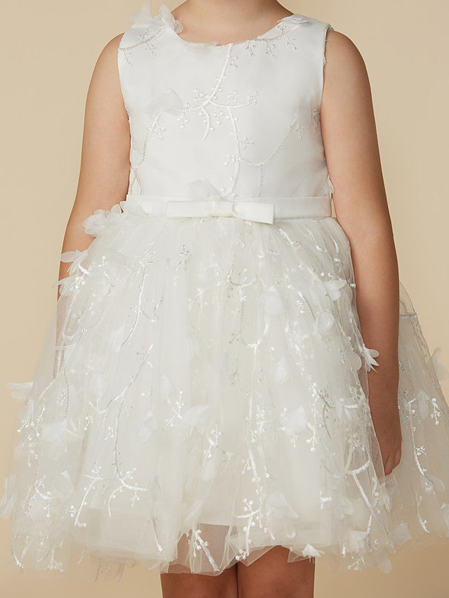 Beautiful Princess Jewel Short Length Sleeveless Flower Girl Dress with Lace and Belt