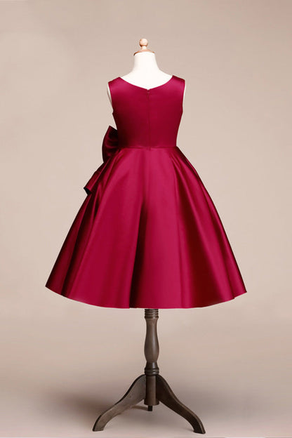 Beautiful Satin Jewel Knee Length Flower Girl Dress