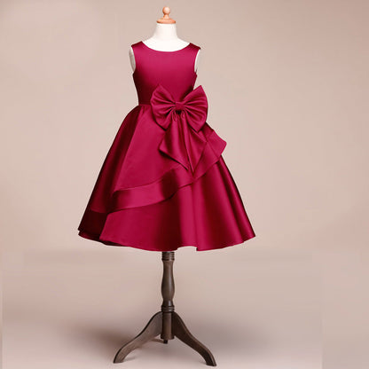 Beautiful Satin Jewel Knee Length Flower Girl Dress