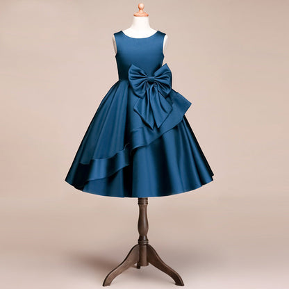 Beautiful Satin Jewel Knee Length Flower Girl Dress