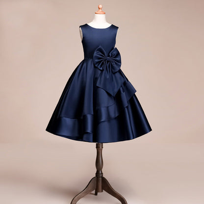 Beautiful Satin Jewel Knee Length Flower Girl Dress