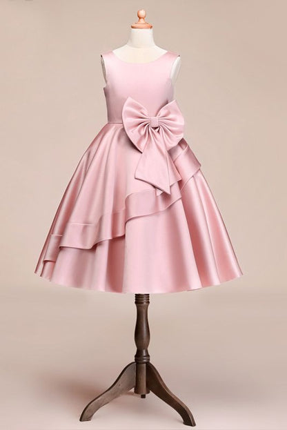 Beautiful Satin Jewel Knee Length Flower Girl Dress