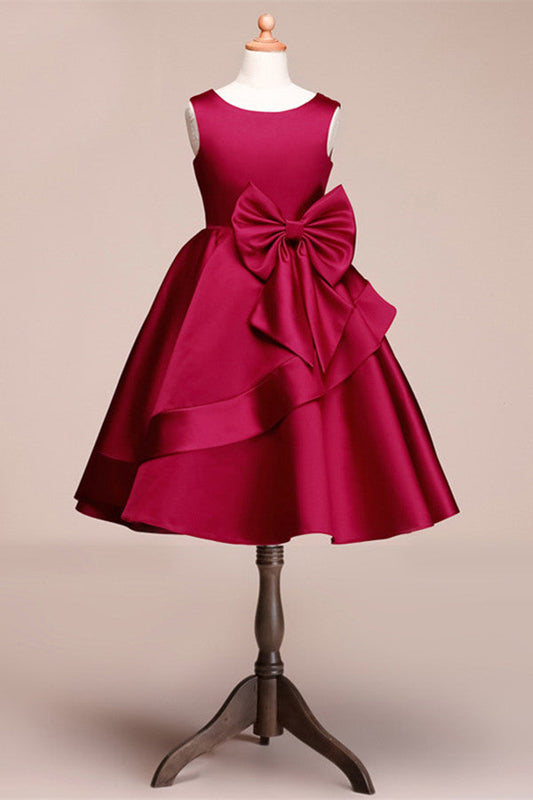 Beautiful Satin Jewel Knee Length Flower Girl Dress