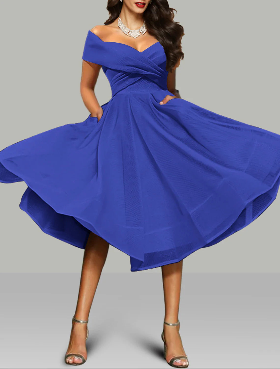 A-Line Prom Dresses Vintage Dress Wedding Guest Summer Tea Length Sleeveless Off Shoulder Organza Backless with Ruched 2025