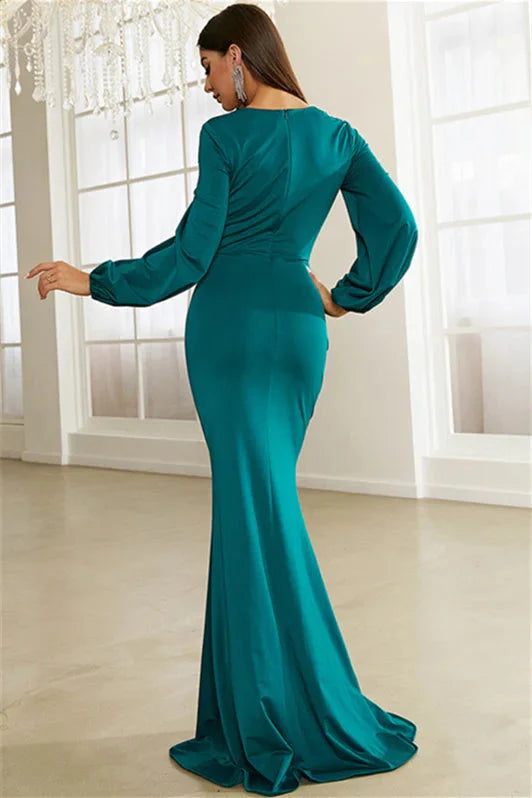Classic Long Sleeves Square Mermaid Evening Dress