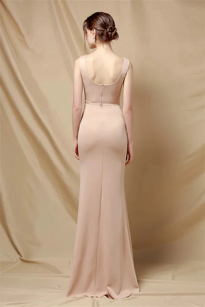 Classy Scoop Sleeveless Evening Prom Dress Mermaid Long With Slit