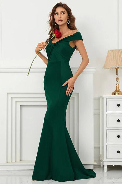 Dark Green Off-The-Shoulder Mermaid Sweetheart Evening Dress On Sale