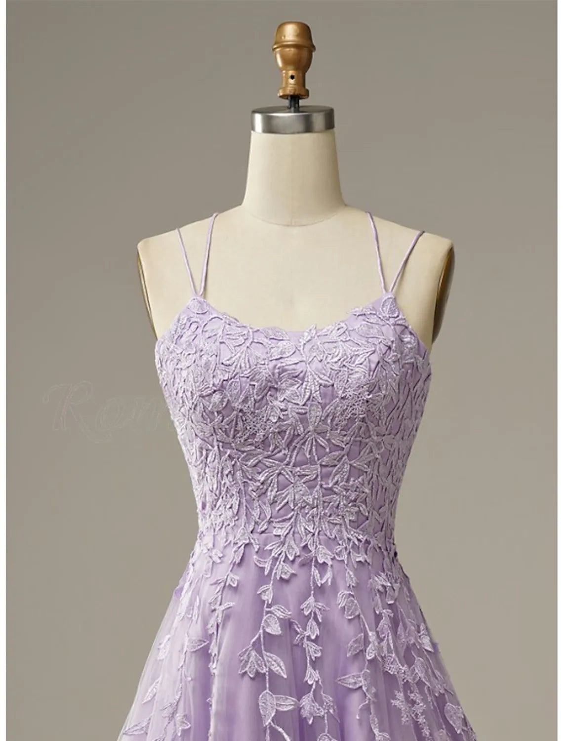 A-Line Prom Dresses Floral Dress Formal Sleeveless Strap Tulle with Appliques