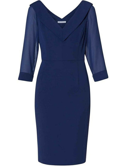 Aimishang Sheath / Column Mother of the Bride Dress Wedding Guest Plus Size V Neck Knee Length Chiffon 3/4 Length Sleeve with Split Front Fall