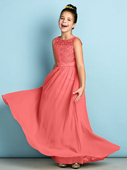 Elegant A-Line Floor Length Lace Junior Bridesmaid Dress