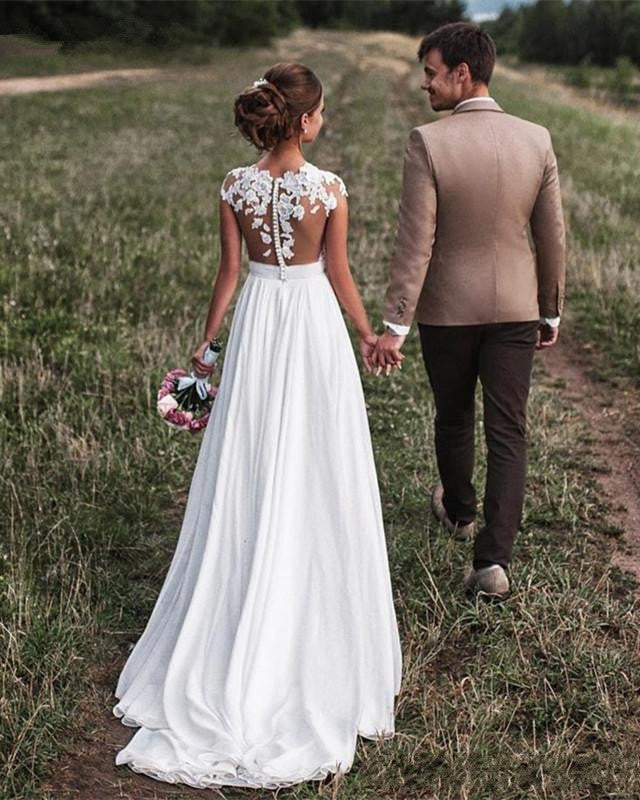 Elegant Chiffon Wedding Dress for Summer Beach Brides
