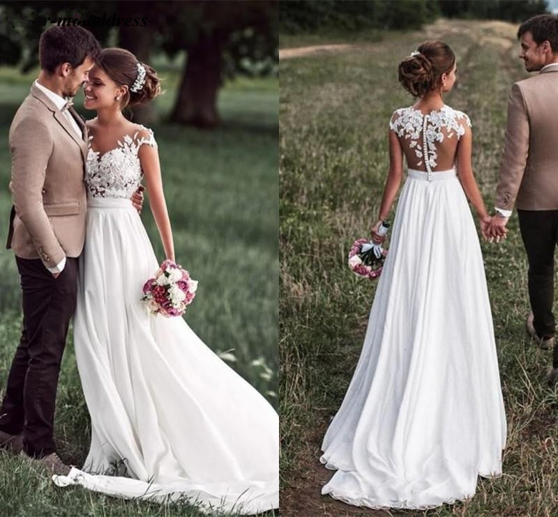 Elegant Chiffon Wedding Dress for Summer Beach Brides