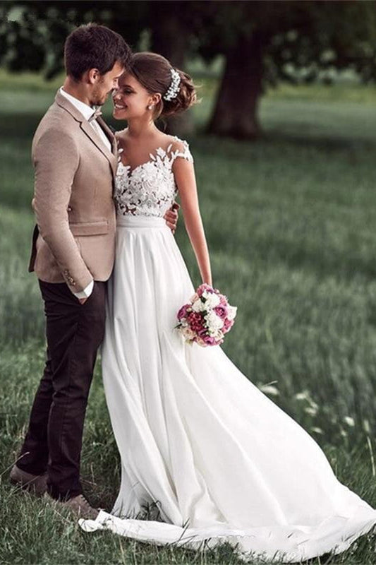 Elegant Chiffon Wedding Dress for Summer Beach Brides
