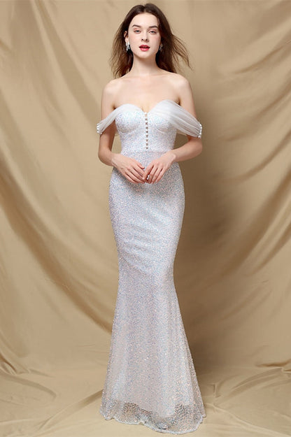 Elegant Off-The-Shoulder Sweetheart Mermaid Sequins Prom Dress