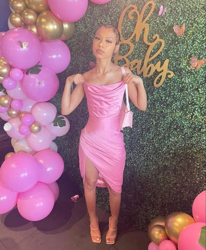 Princess 17th Birthday Dresses Pink Slit Birthday Dress For Teens P357
