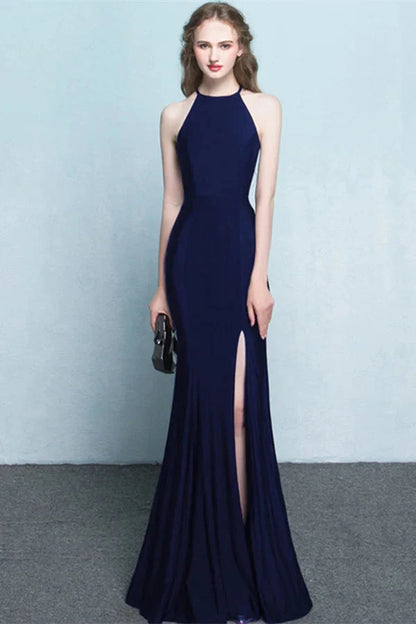 Fabulous Halter Sleeveless Evening Dress Mermaid Long Split Online
