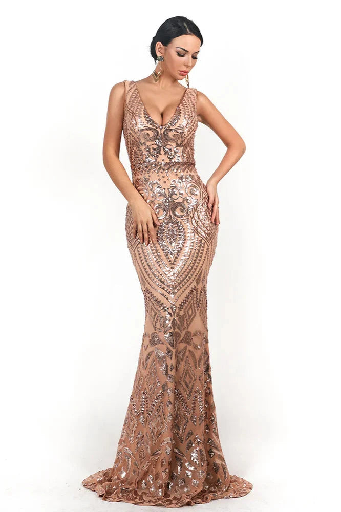 Glamorous Sleeveless Mermaid Long Evening Dress With Sequins Online
