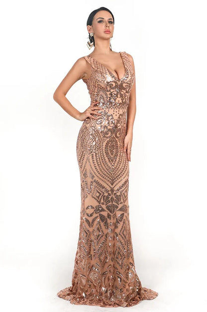 Glamorous Sleeveless Mermaid Long Evening Dress With Sequins Online
