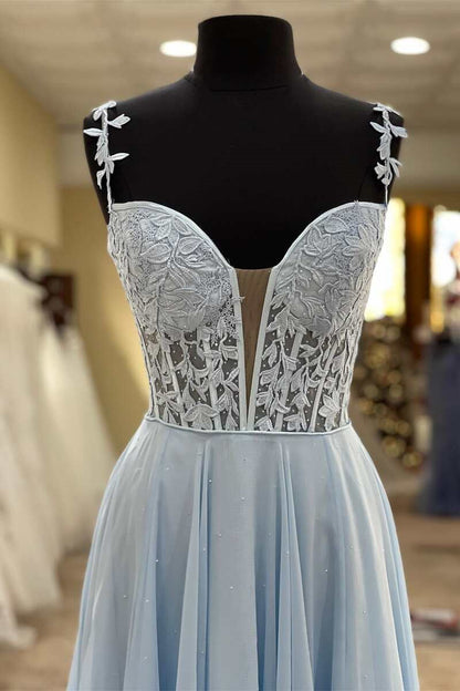 Glamorous Sweetheart Spaghetti-Straps A Line Tulle Evening Dress