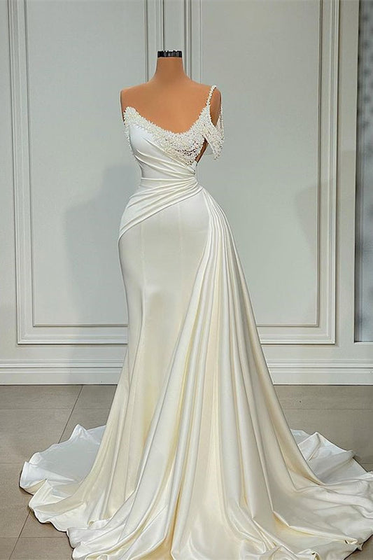 Gorgeous Designer Pearl Mermaid Wedding Gowns with Ruffles Online
