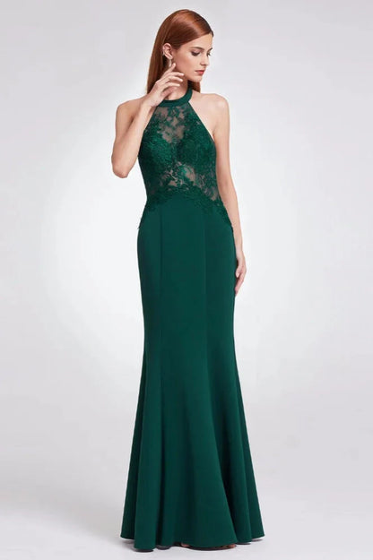 Gorgeous Halter Lace Mermaid Plus Size Evening Dress Online