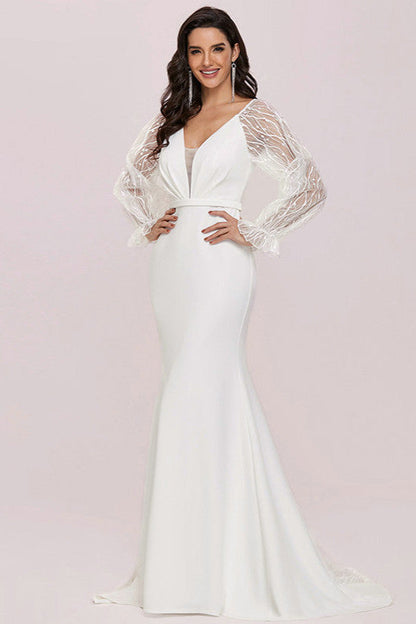 Gorgeous Lace Long Sleeve Wedding Dress Mermaid