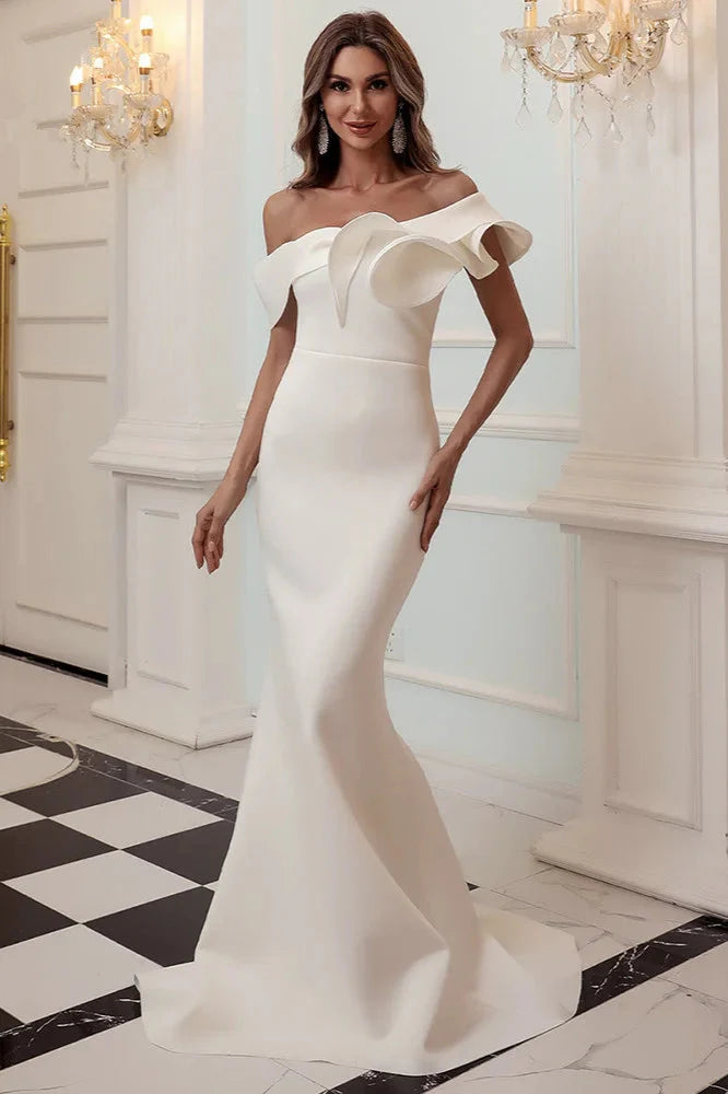 Gorgeous One Shoulder Ruffles Mermaid Evening Prom Dress