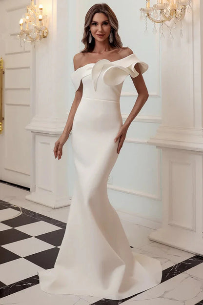 Gorgeous One Shoulder Ruffles Mermaid Evening Prom Dress