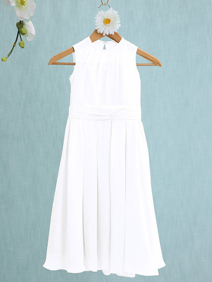 Jewel Sleeveless Knee Length Flower Girl Dress with Tulle
