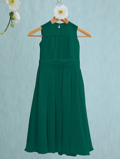 Jewel Sleeveless Knee Length Flower Girl Dress with Tulle