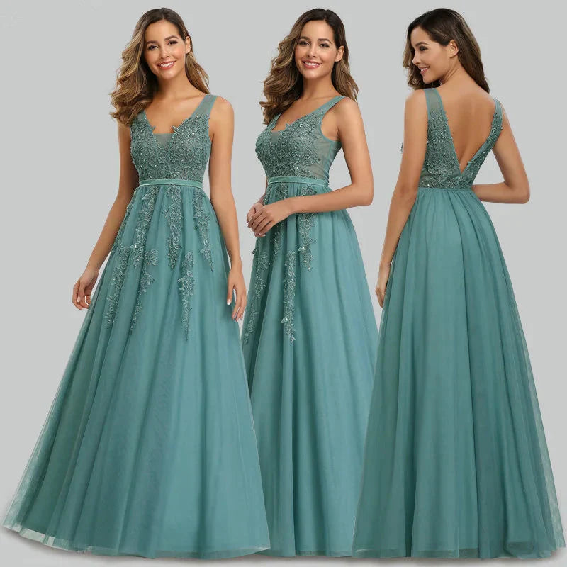 Lace Appliques Sleeveless Long Evening Prom Dress Online