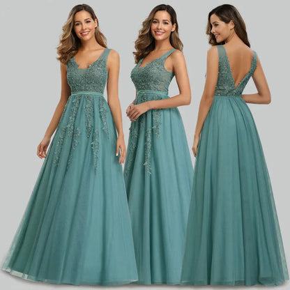 Lace Appliques Sleeveless Long Evening Prom Dress Online